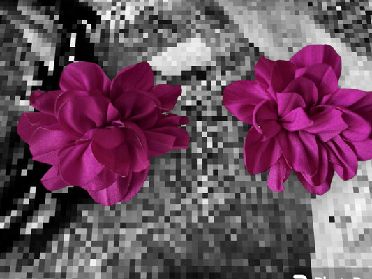 Raspberry Beret Floral Earrings