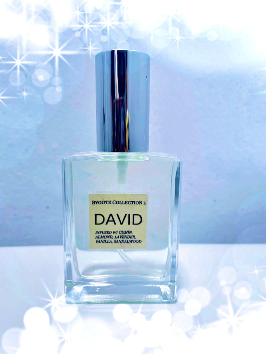 **New** David (Accords wood,fruit, bergamot, cypress, jasmine, vanilla, sandalwood)