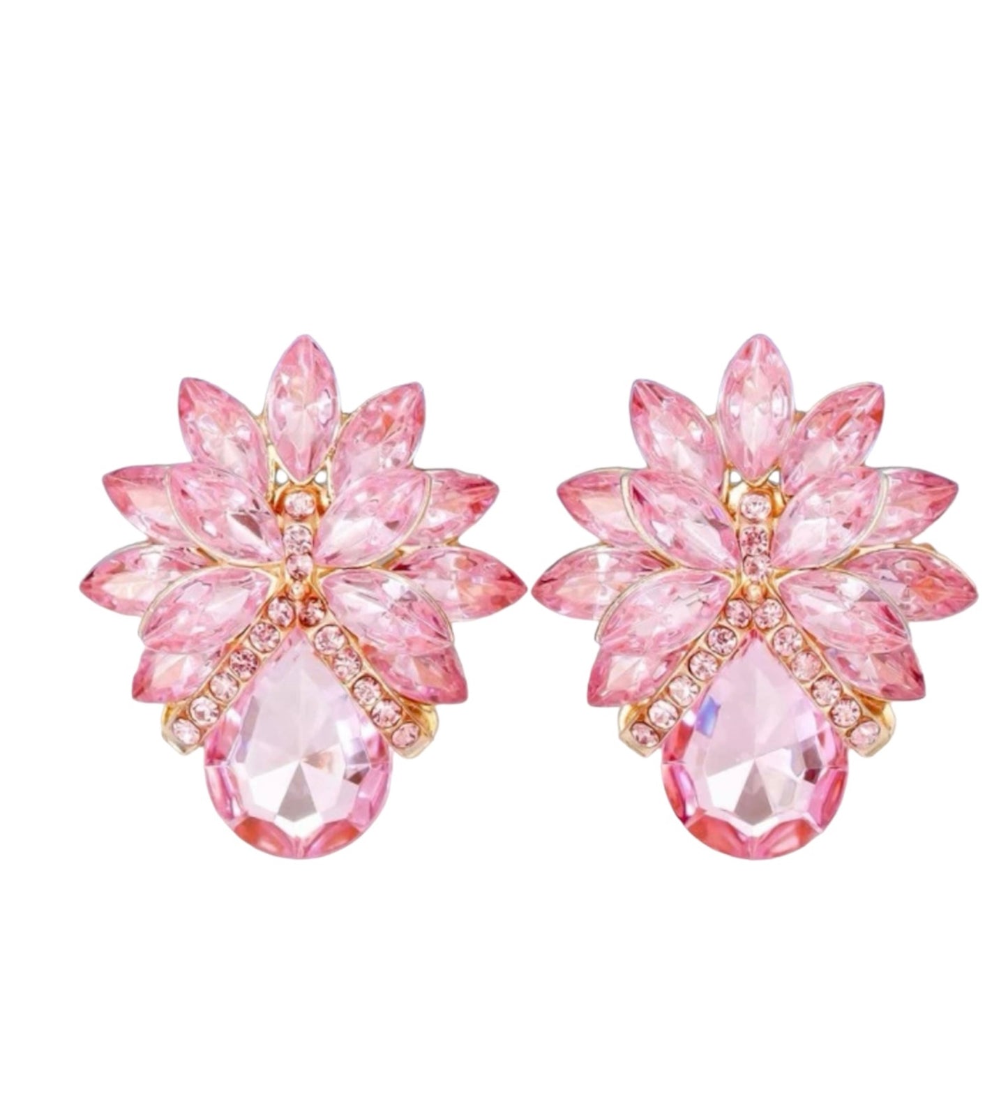 **NEW** Flower Jeweled Light Pink Earrings